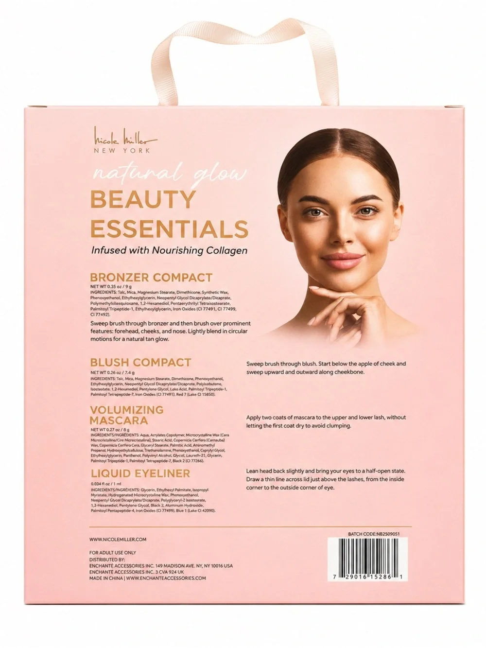 Nicole Miller Natural Glow Beauty Essentials 4 Pc Makeup Set Collagen New in Box